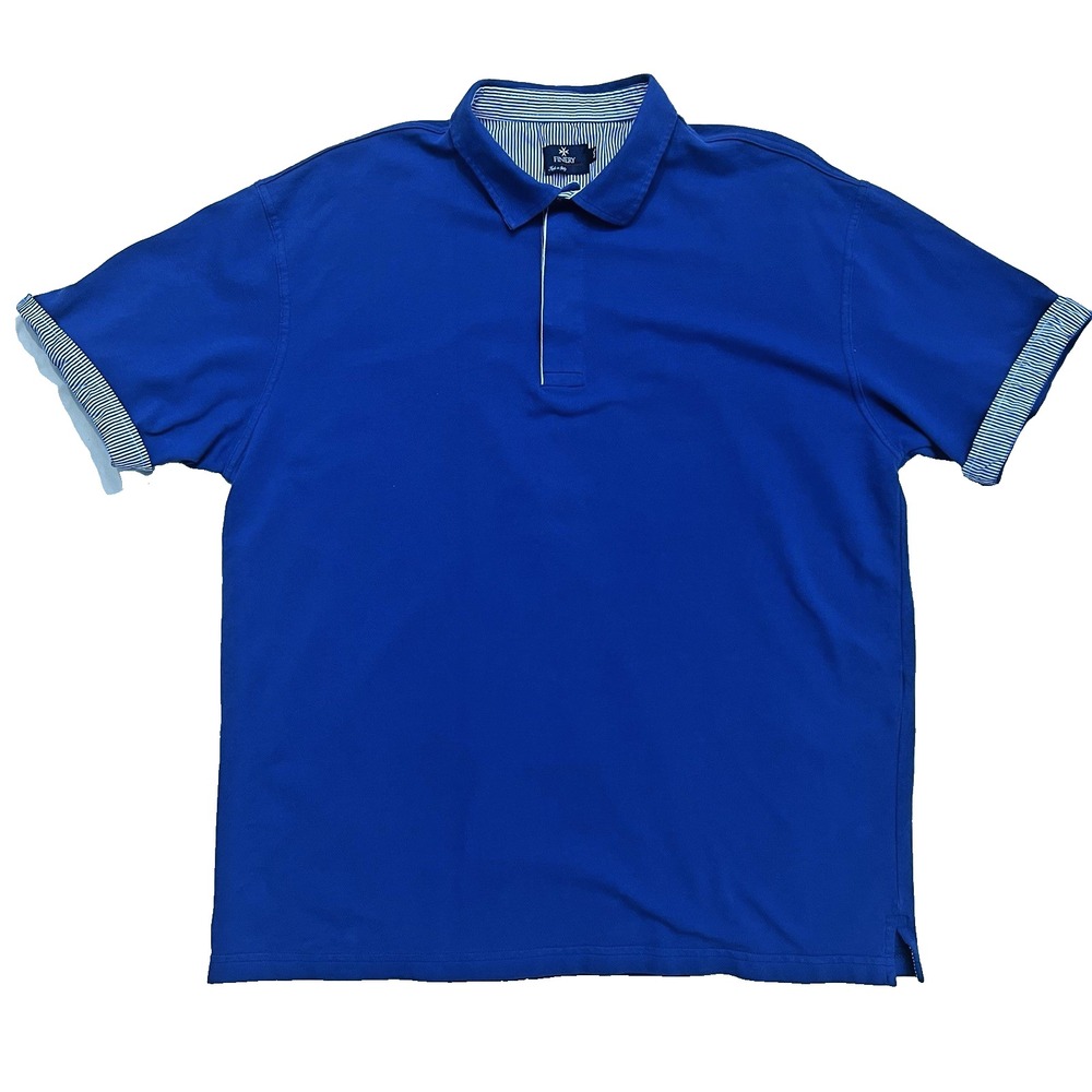 Men's Polo Shirt Finery Amalfi Coast 100 Cotton Navy Blue Short Sleeve 5X
